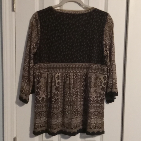 Axcess Black and Brown Patterned Blouse - Picture 5 of 5